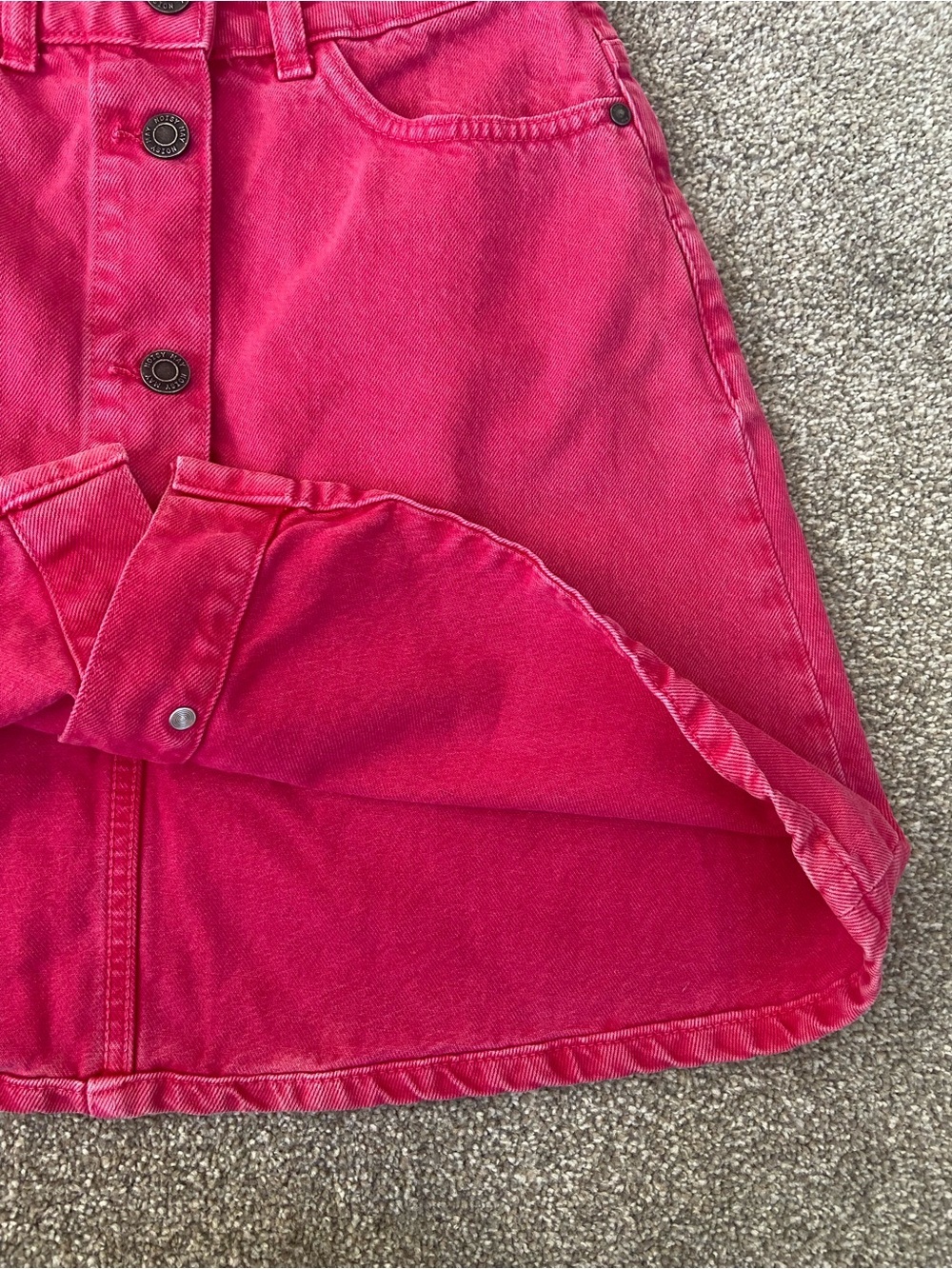 Hot Pink Button-Front A-Line Denim Skirt - Picture 10 of 10